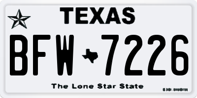 TX license plate BFW7226