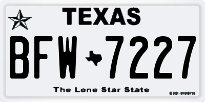 TX license plate BFW7227