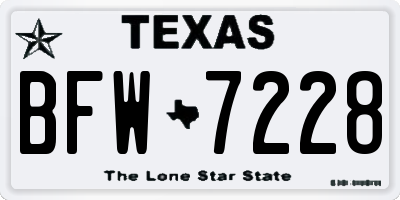 TX license plate BFW7228