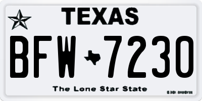 TX license plate BFW7230