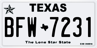 TX license plate BFW7231