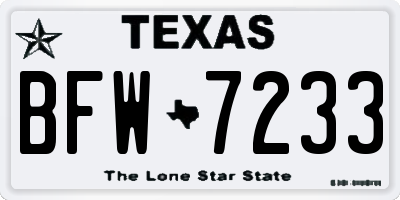 TX license plate BFW7233