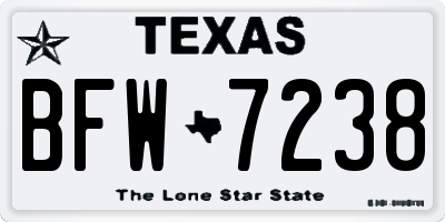 TX license plate BFW7238