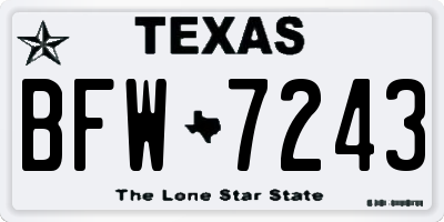 TX license plate BFW7243