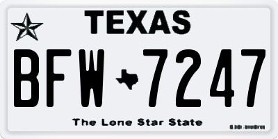 TX license plate BFW7247