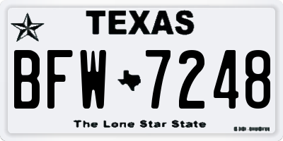 TX license plate BFW7248