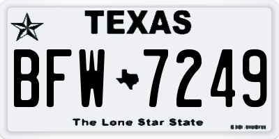 TX license plate BFW7249