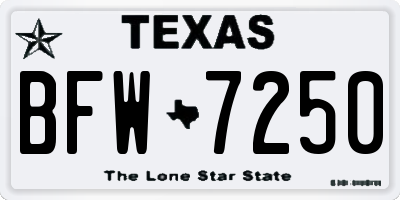 TX license plate BFW7250