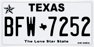 TX license plate BFW7252