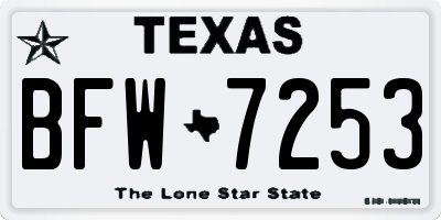 TX license plate BFW7253
