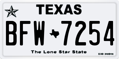 TX license plate BFW7254