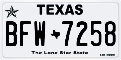 TX license plate BFW7258