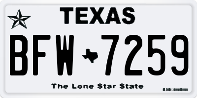 TX license plate BFW7259