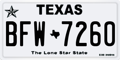 TX license plate BFW7260