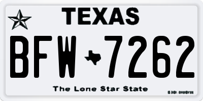 TX license plate BFW7262