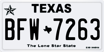 TX license plate BFW7263