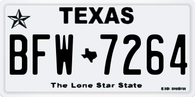 TX license plate BFW7264