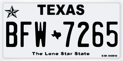 TX license plate BFW7265