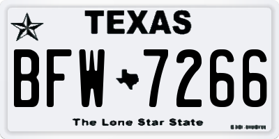 TX license plate BFW7266