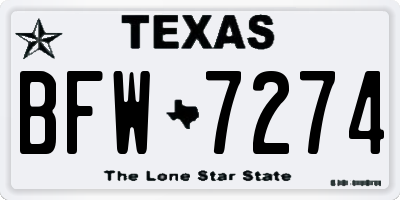 TX license plate BFW7274
