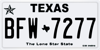 TX license plate BFW7277