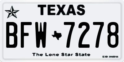 TX license plate BFW7278