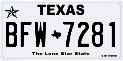 TX license plate BFW7281