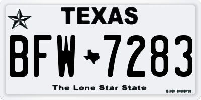TX license plate BFW7283