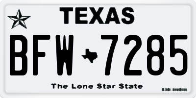 TX license plate BFW7285