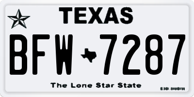 TX license plate BFW7287