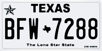 TX license plate BFW7288
