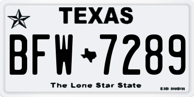 TX license plate BFW7289