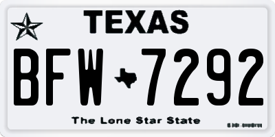TX license plate BFW7292