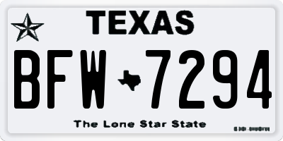 TX license plate BFW7294