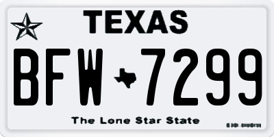 TX license plate BFW7299