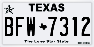 TX license plate BFW7312