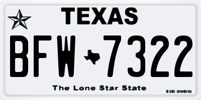 TX license plate BFW7322
