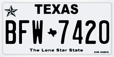 TX license plate BFW7420