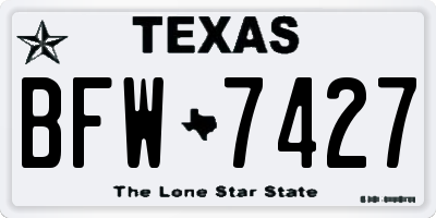 TX license plate BFW7427