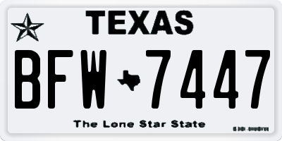 TX license plate BFW7447