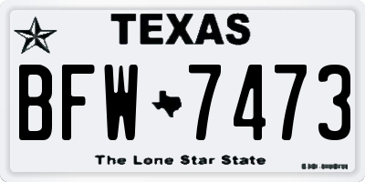 TX license plate BFW7473
