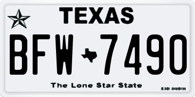 TX license plate BFW7490