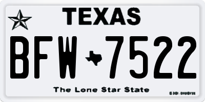 TX license plate BFW7522