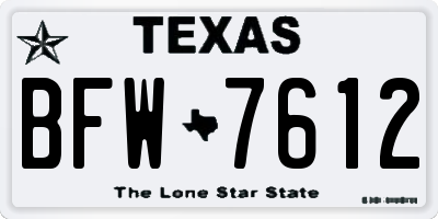 TX license plate BFW7612