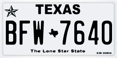 TX license plate BFW7640