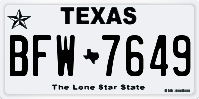 TX license plate BFW7649