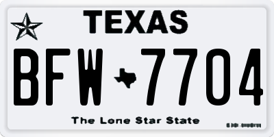 TX license plate BFW7704
