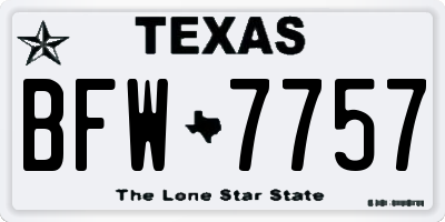 TX license plate BFW7757
