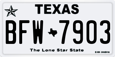 TX license plate BFW7903