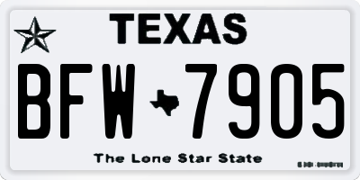 TX license plate BFW7905